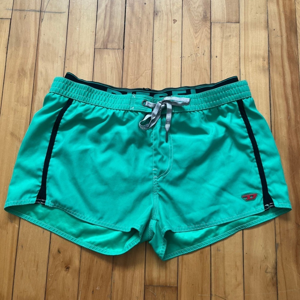 Diesel Beachwear Mens Teal Mint Green Swim Trunks Board Shorts Large